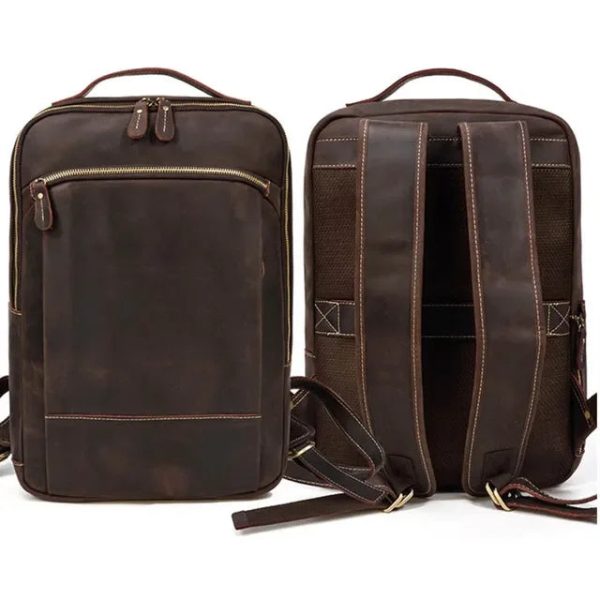 Newsbirds Genuine Leather Men Backpack15" Laptop Daypack Cow Leather School Bag Male Travel Bag Crazy Horse Leather Bagpack Male
