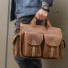 Newsbirds Vintage Fashion Leather Handbags For Men Shoulder Bag Genuine Leather Multifunctional Briefcase Bag Business Tote Bag
