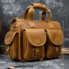 Newsbirds Vintage Fashion Leather Handbags For Men Shoulder Bag Genuine Leather Multifunctional Briefcase Bag Business Tote Bag