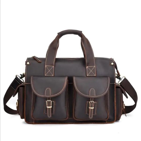 Newsbirds Vintage Fashion Leather Handbags For Men Shoulder Bag Genuine Leather Multifunctional Briefcase Bag Business Tote Bag