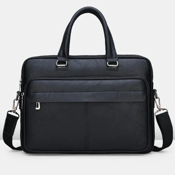 PU Leather Shoulder Bag Large Capacity Portable Casual and Waterproof Crossbody Document Bag for Men