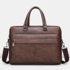 PU Leather Shoulder Bag Large Capacity Portable Casual and Waterproof Crossbody Document Bag for Men