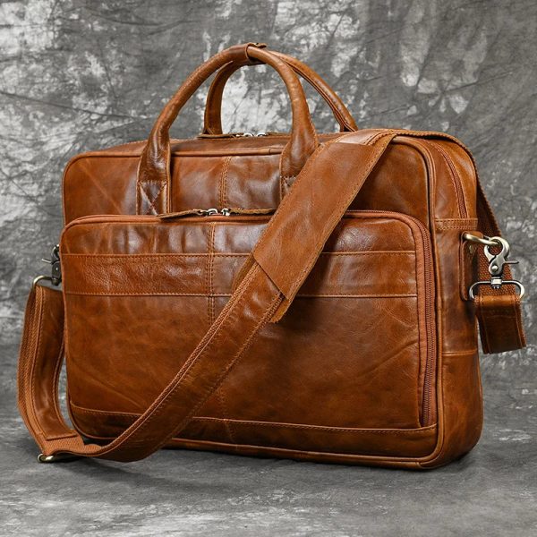 Retro Laptop Briefcase Bag Genuine Leather Handbags Casual 15.6" Business Bag Daily Working Tote Bags Men Male bag for documents