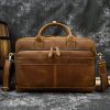 Retro Laptop Briefcase Bag Genuine Leather Handbags Casual 15.6" Business Bag Daily Working Tote Bags Men Male bag for documents