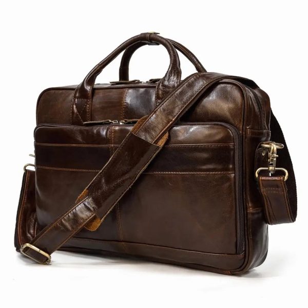 Retro Laptop Briefcase Bag Genuine Leather Handbags Casual 15.6" Business Bag Daily Working Tote Bags Men Male bag for documents