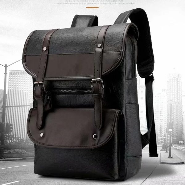UltraKey New Fashion men's PU leather travel large capacity shoulder bag  backpack