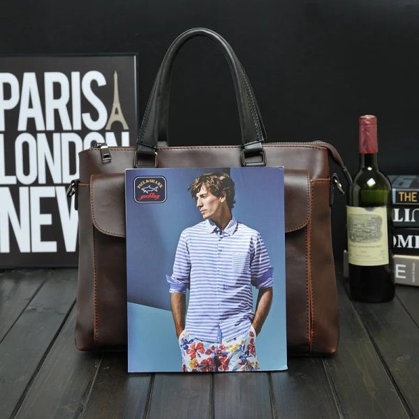 Vintage Briefcase For Men Crazy Horse PU Leather Executive Laptop Office Executive Handbag Tote Messenger Business Computer Bag