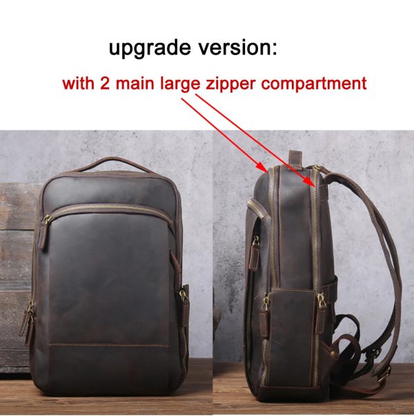 Vintage Crazy Horse Genuine Leather Backpack Men Backpack Laptop Leather Daily Bagpack Male Rucksack Trave Hiking Knapsack Large