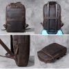 Vintage Crazy Horse Genuine Leather Backpack Men Backpack Laptop Leather Daily Bagpack Male Rucksack Trave Hiking Knapsack Large