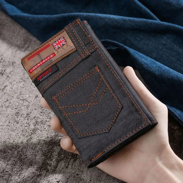 Vintage Men Wallet Coin Bag Long Style Purse Denim Cloth Wallets for Men Zipper Wallet High-capacity Luxury Clutch Bag Billetera