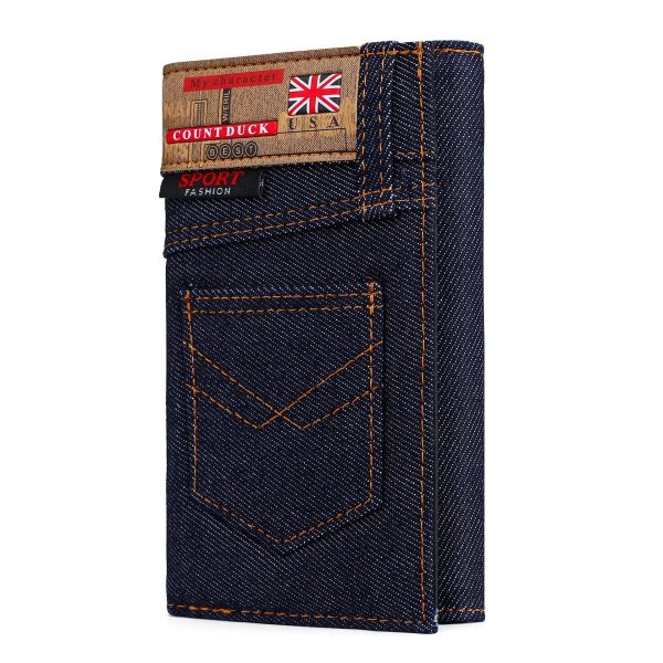 Vintage Men Wallet Coin Bag Long Style Purse Denim Cloth Wallets for Men Zipper Wallet High-capacity Luxury Clutch Bag Billetera
