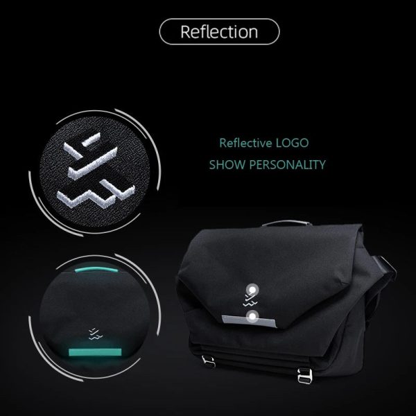 Waterproof Messenger Bag for Men, 14 inch Laptop Crossbody Bag, Reflective Durable Carrying Bag for Work Casual Travel