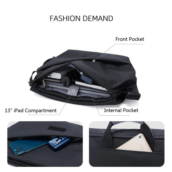 Waterproof Messenger Bag for Men, 14 inch Laptop Crossbody Bag, Reflective Durable Carrying Bag for Work Casual Travel