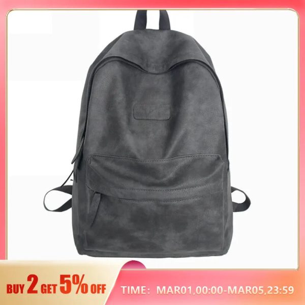 Women PU Leather Backpacks Solid Color Fashion Simple Large Capacity Totes Bag Leisure Travel Bag Unisex for Men
