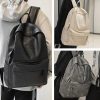Women PU Leather Backpacks Solid Color Fashion Simple Large Capacity Totes Bag Leisure Travel Bag Unisex for Men