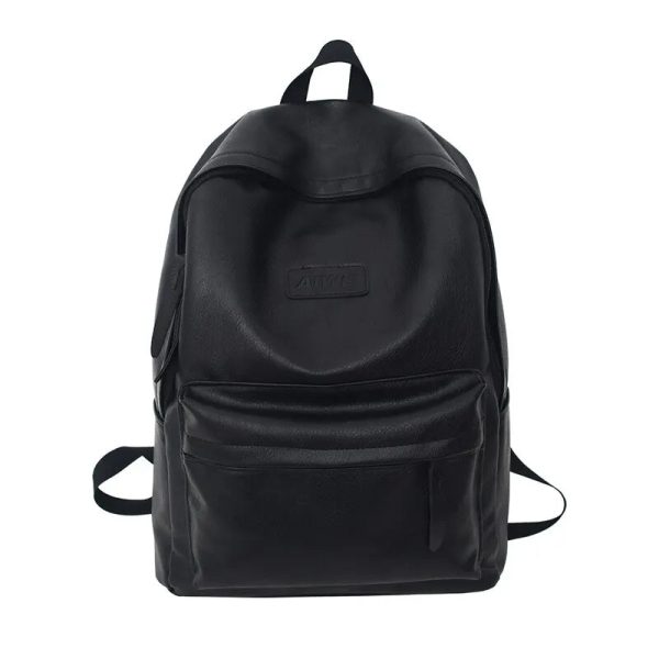 Women PU Leather Backpacks Solid Color Fashion Simple Large Capacity Totes Bag Leisure Travel Bag Unisex for Men